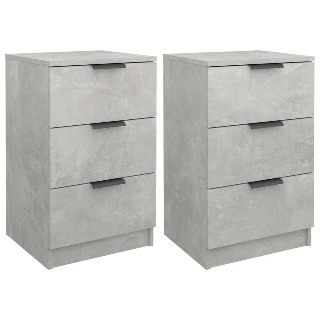 Concrete Grey Bedside Cabinets Set of 2 - 40x36x65 cm