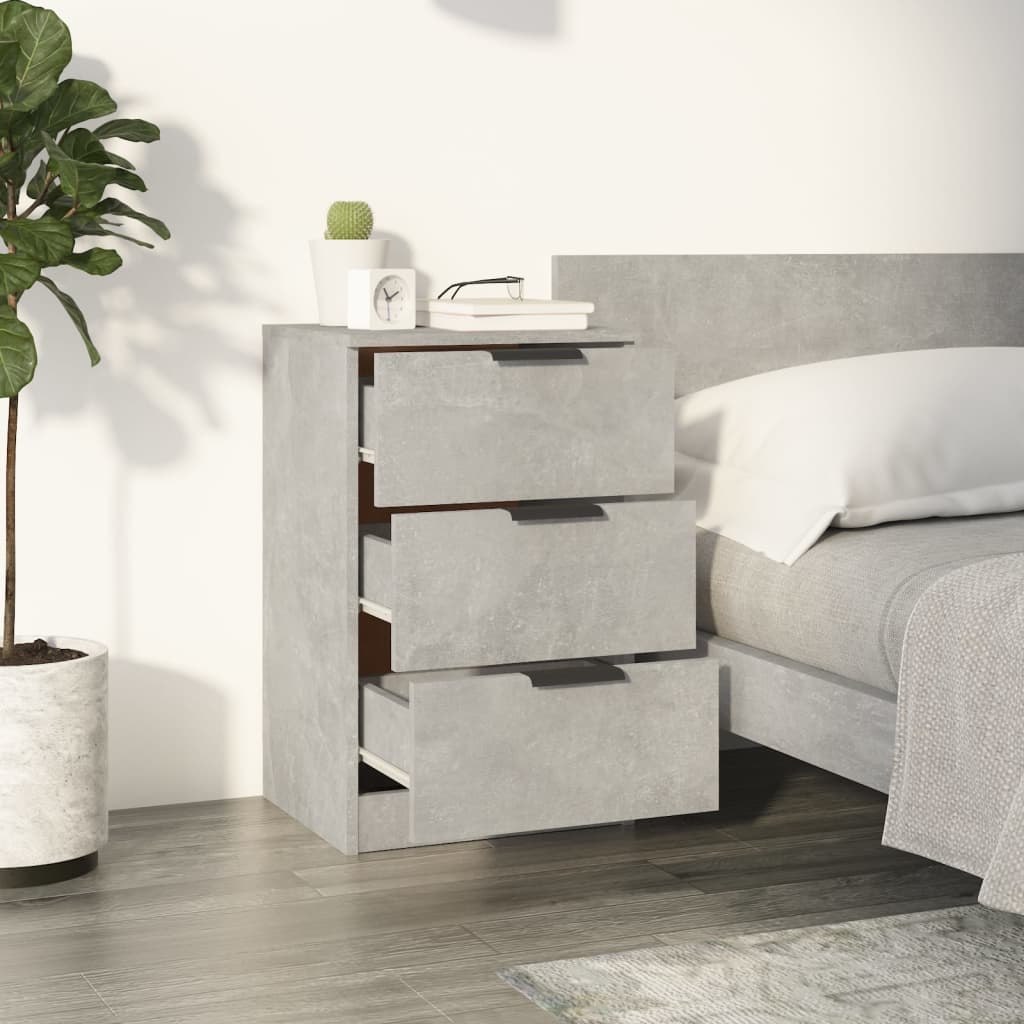 Concrete Grey Bedside Cabinets Set of 2 - 40x36x65 cm