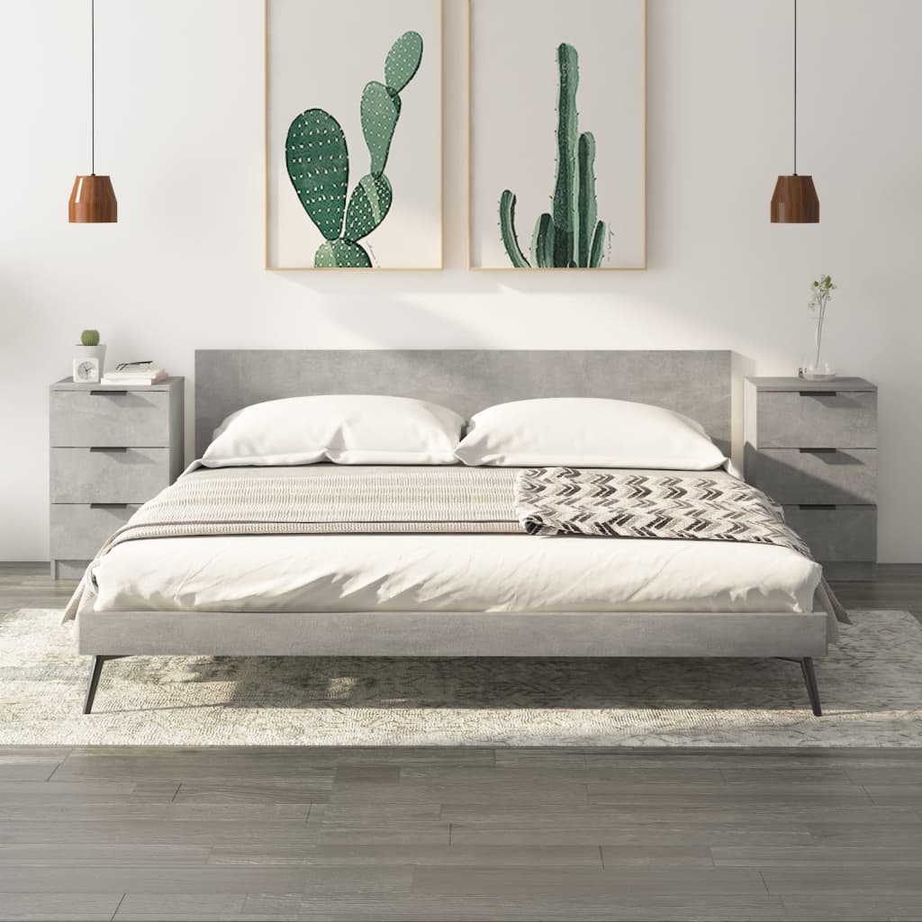 Concrete Grey Bedside Cabinets Set of 2 - 40x36x65 cm
