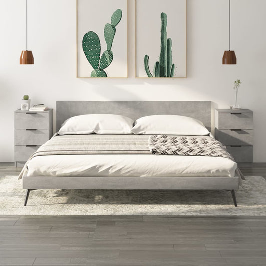 Concrete Grey Bedside Cabinets Set of 2 - 40x36x65 cm