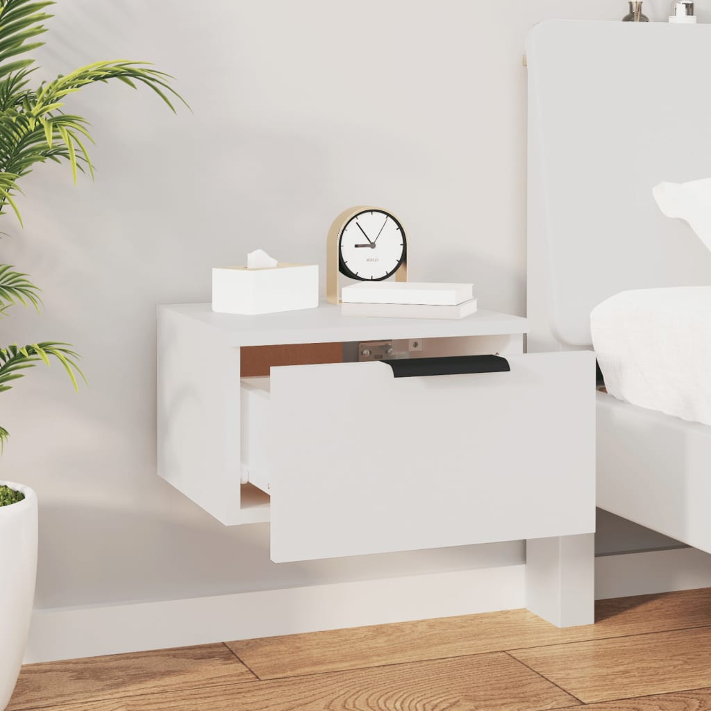White Wall-Mounted Bedside Cabinet 34x30x20 cm - Sleek Design