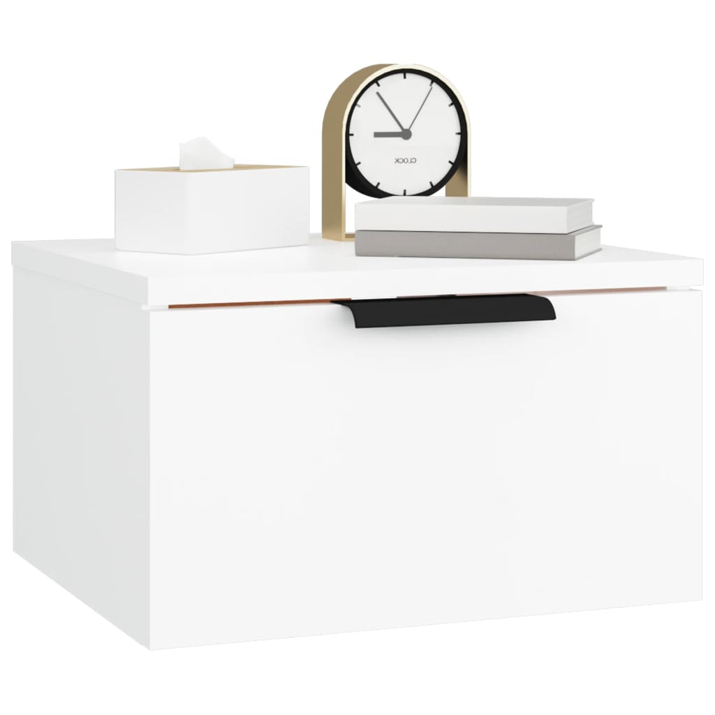 White Wall-Mounted Bedside Cabinet 34x30x20 cm - Sleek Design