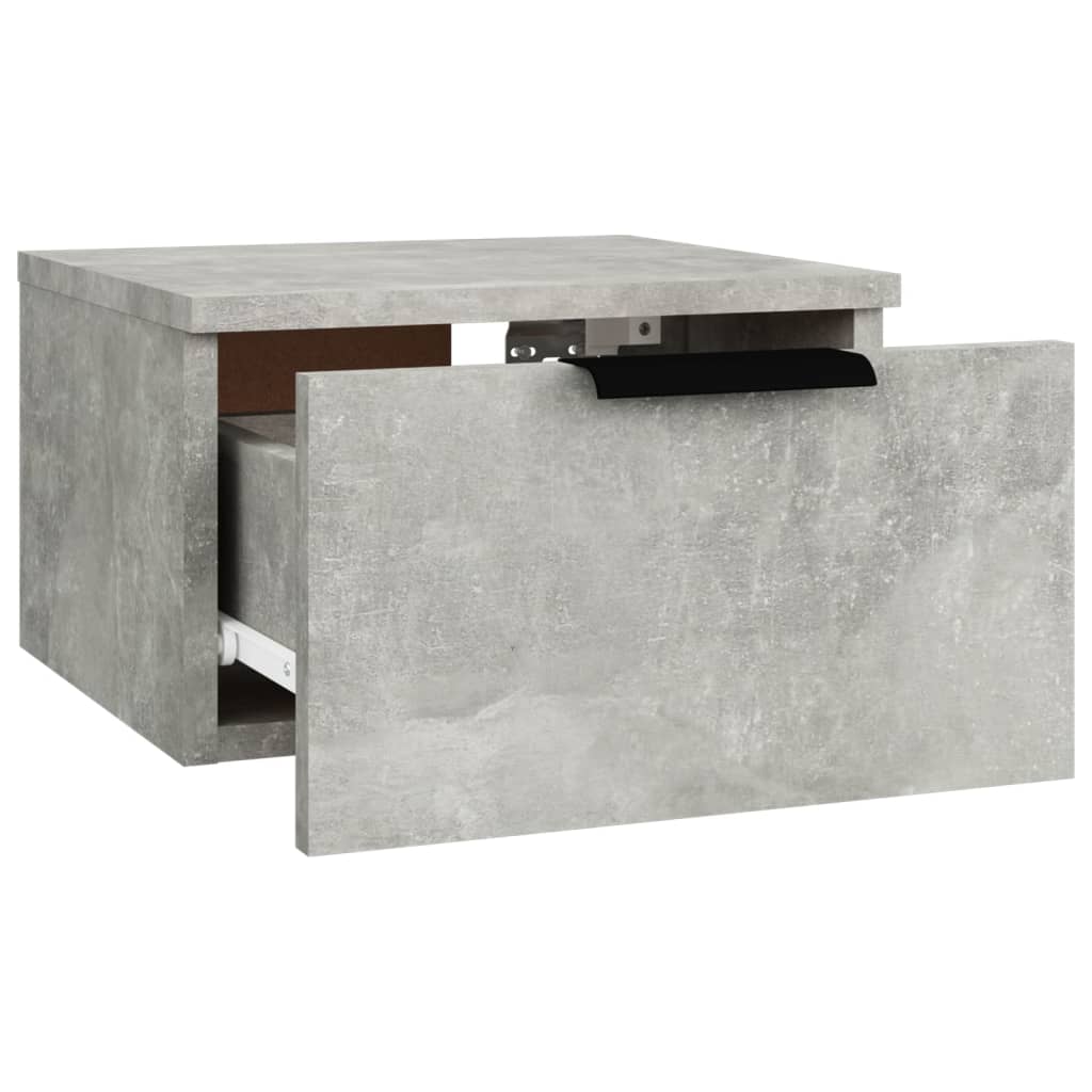 Concrete Grey Wall-Mounted Bedside Cabinet 34x30x20 cm