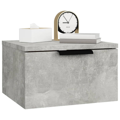 Concrete Grey Wall-Mounted Bedside Cabinet 34x30x20 cm
