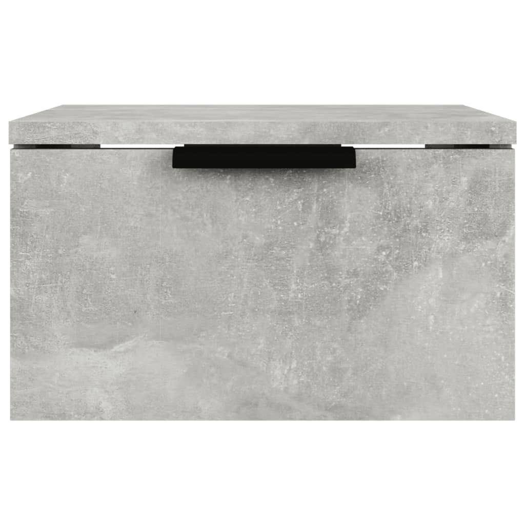 Concrete Grey Wall-Mounted Bedside Cabinets Set of 2 - 34x30x20 cm