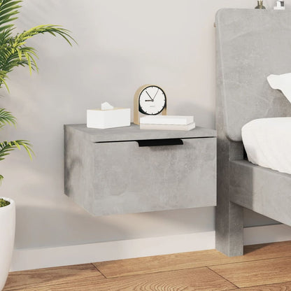 Concrete Grey Wall-Mounted Bedside Cabinets Set of 2 - 34x30x20 cm