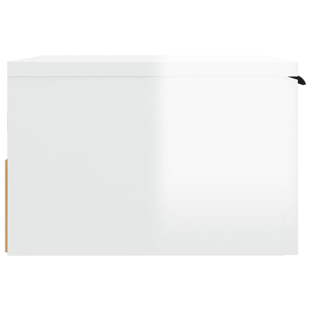 White High-Gloss Wall-Mounted Bedside Cabinet, 34x30x20 cm