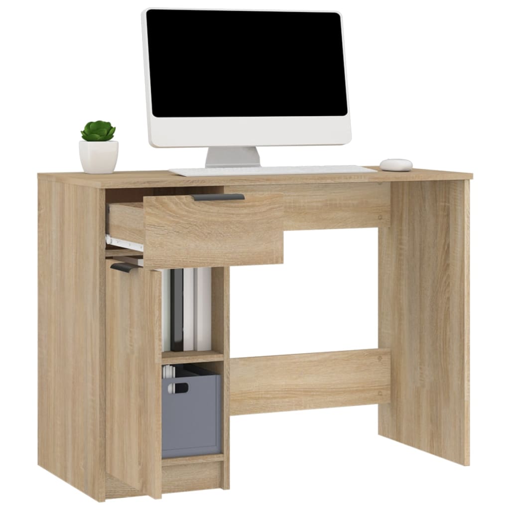 Compact Sonoma Oak Desk 100x50x75 cm - Engineered Wood Finish