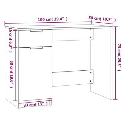 Compact Sonoma Oak Desk 100x50x75 cm - Engineered Wood Finish