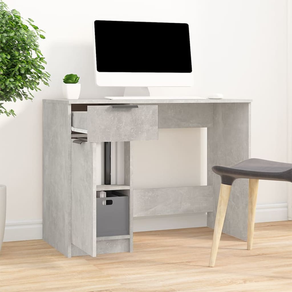 Concrete Grey Engineered Wood Desk - 100x50x75 cm