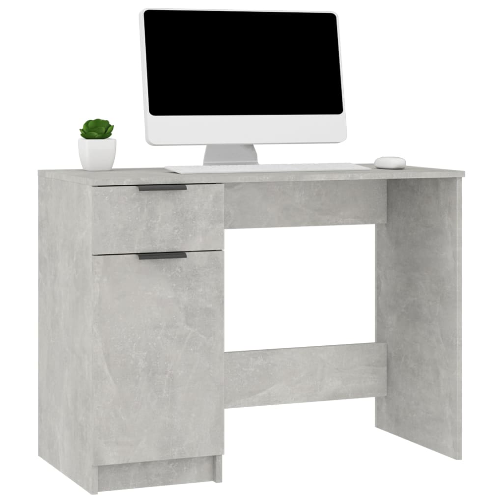 Concrete Grey Engineered Wood Desk - 100x50x75 cm