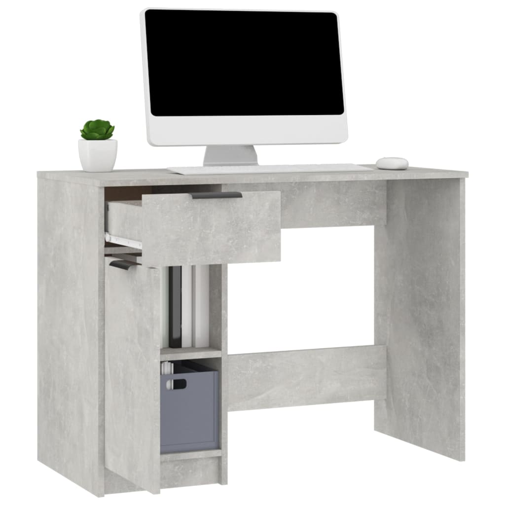 Concrete Grey Engineered Wood Desk - 100x50x75 cm