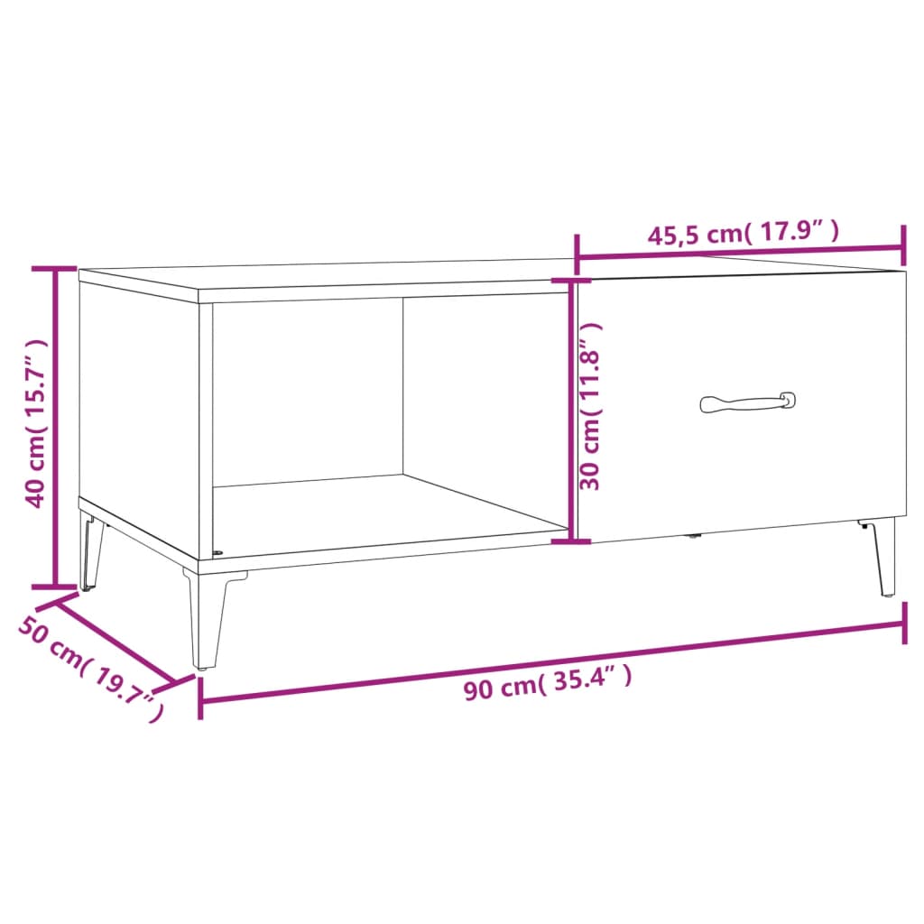 Coffee Table Black 90x50x40 cm Engineered Wood