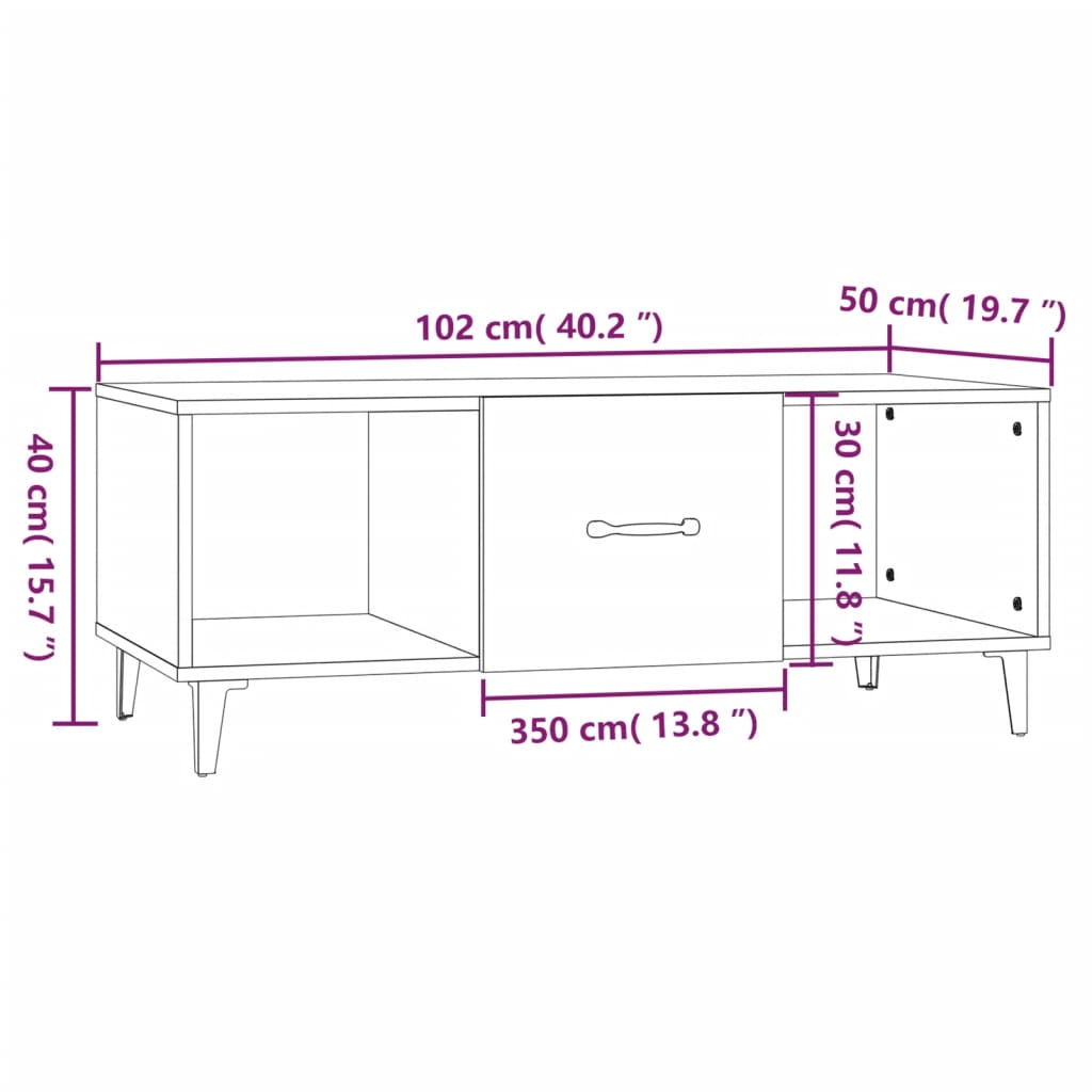 Coffee Table Concrete Grey 102x50x40 cm Engineered Wood