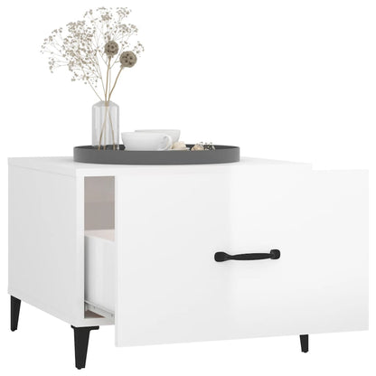 Coffee Table with Metal Legs High Gloss White 50x50x40 cm