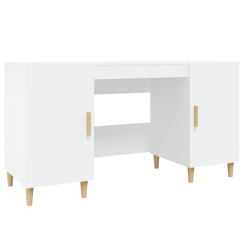 White Engineered Wood Desk 140x50x75 cm - Sleek & Modern Design