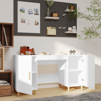 White Engineered Wood Desk 140x50x75 cm - Sleek & Modern Design