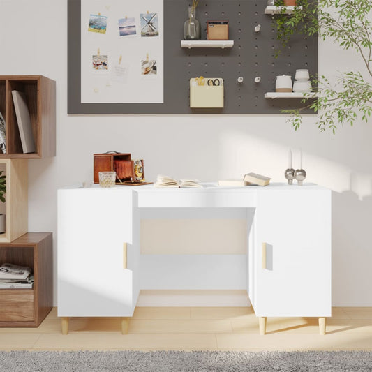 White Engineered Wood Desk 140x50x75 cm - Sleek & Modern Design
