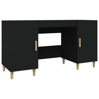 Sleek Black Engineered Wood Desk, 140x50x75 cm