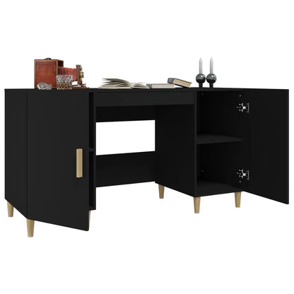 Sleek Black Engineered Wood Desk, 140x50x75 cm