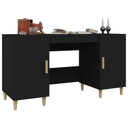 Sleek Black Engineered Wood Desk, 140x50x75 cm