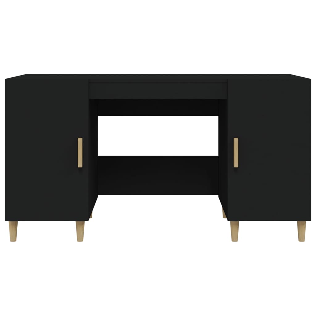 Sleek Black Engineered Wood Desk, 140x50x75 cm