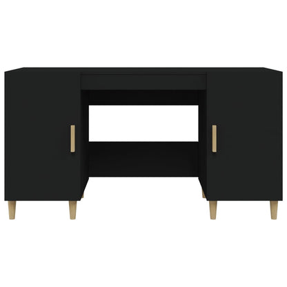 Sleek Black Engineered Wood Desk, 140x50x75 cm