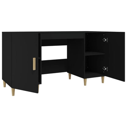 Sleek Black Engineered Wood Desk, 140x50x75 cm