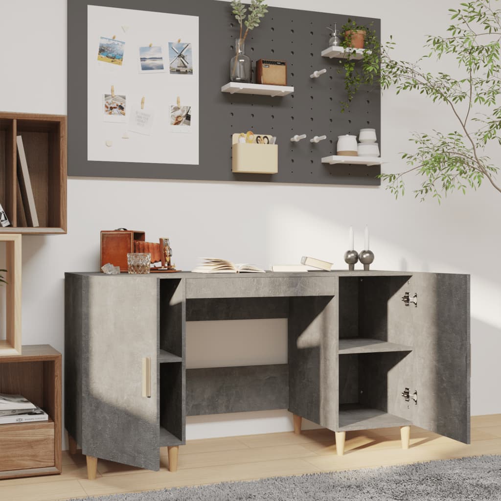 Concrete Grey Engineered Wood Desk 140x50x75 cm