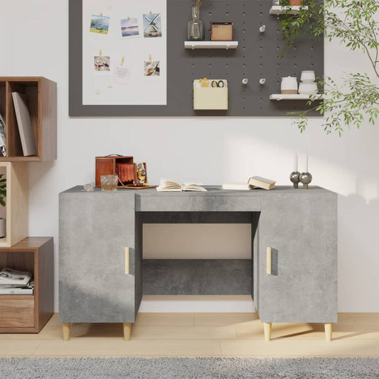 Concrete Grey Engineered Wood Desk 140x50x75 cm