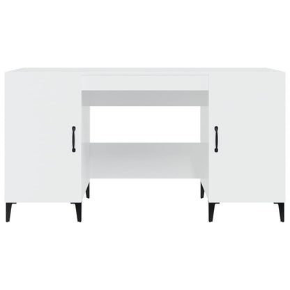 Sleek High Gloss White Desk 140x50x75 cm - Engineered Wood