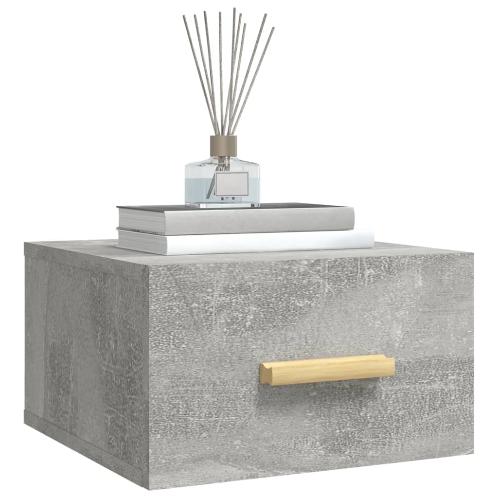 Concrete Grey Wall-Mounted Bedside Cabinet 35x35x20 cm