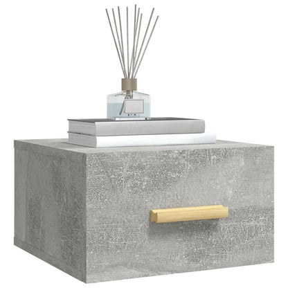 Concrete Grey Wall-Mounted Bedside Cabinet 35x35x20 cm