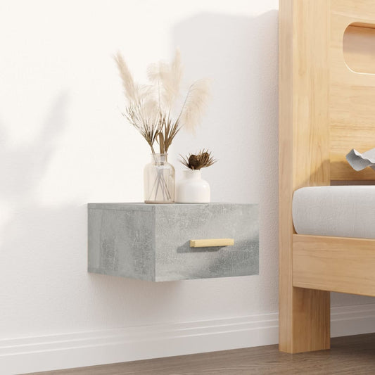 Concrete Grey Wall-Mounted Bedside Cabinet 35x35x20 cm