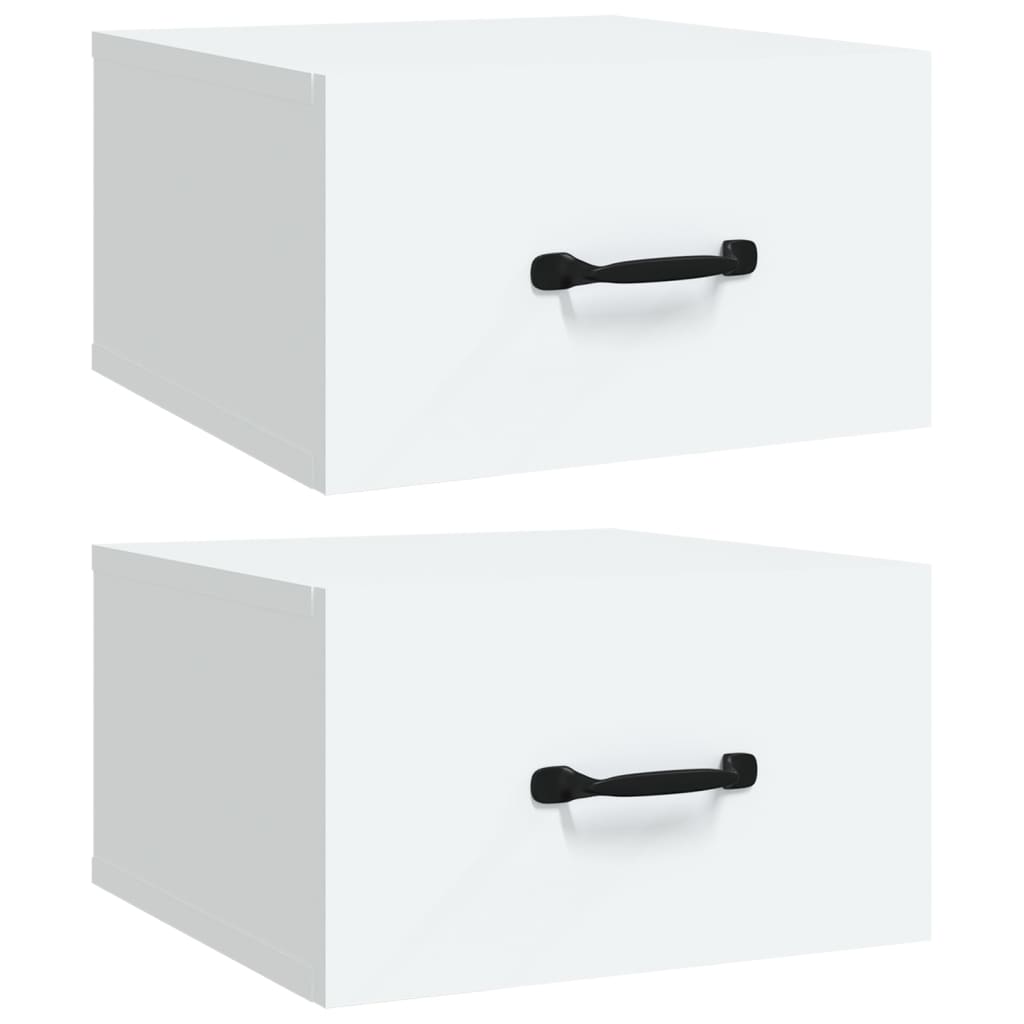 White Wall-Mounted Bedside Cabinets Set of 2 - 35x35x20 cm