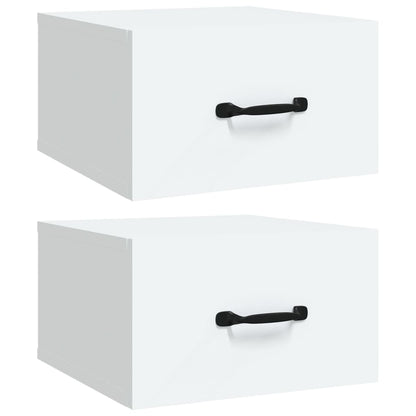 White Wall-Mounted Bedside Cabinets Set of 2 - 35x35x20 cm