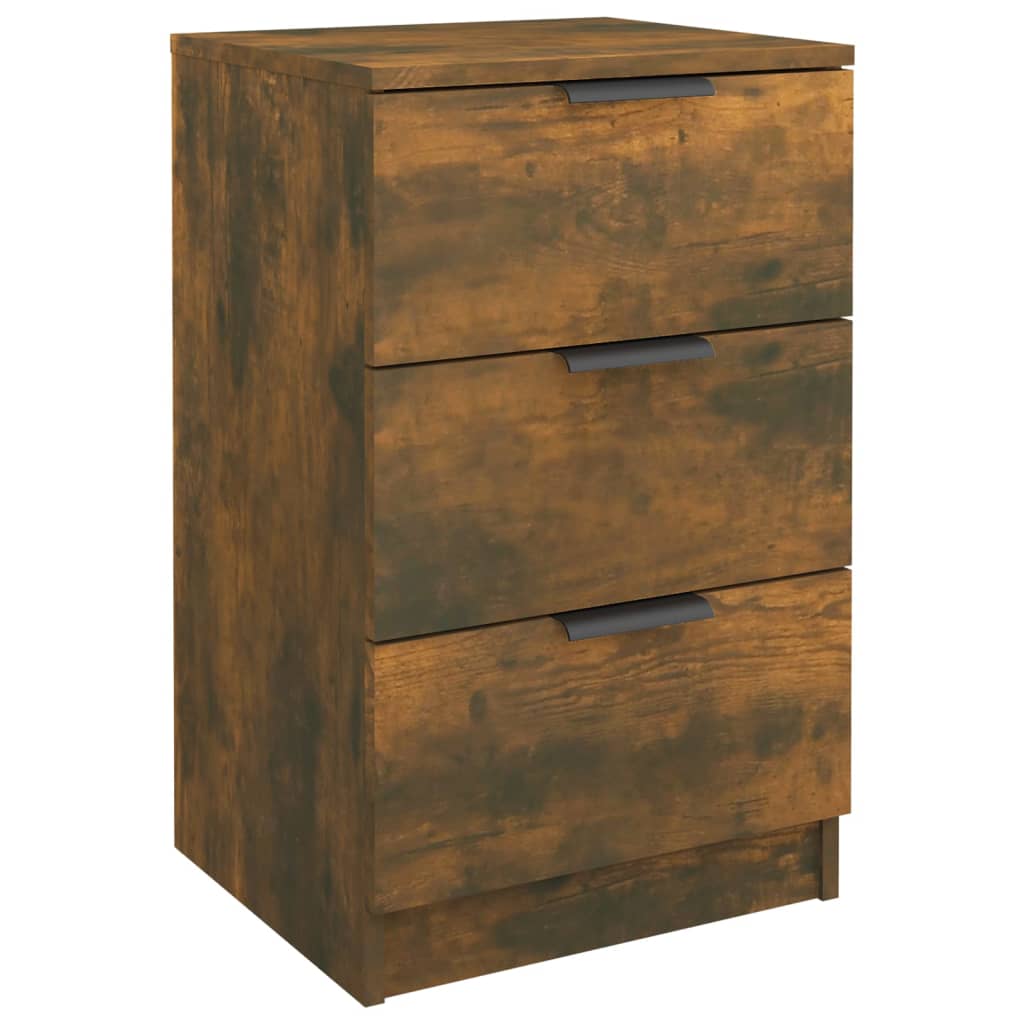 Smoked Oak Bedside Cabinet - 40x36x65 cm Modern Nightstand