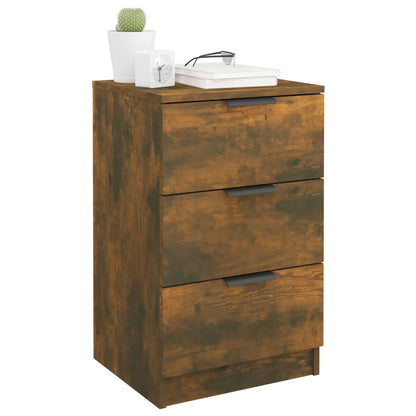 Smoked Oak Bedside Cabinet - 40x36x65 cm Modern Nightstand