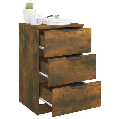 Smoked Oak Bedside Cabinet - 40x36x65 cm Modern Nightstand