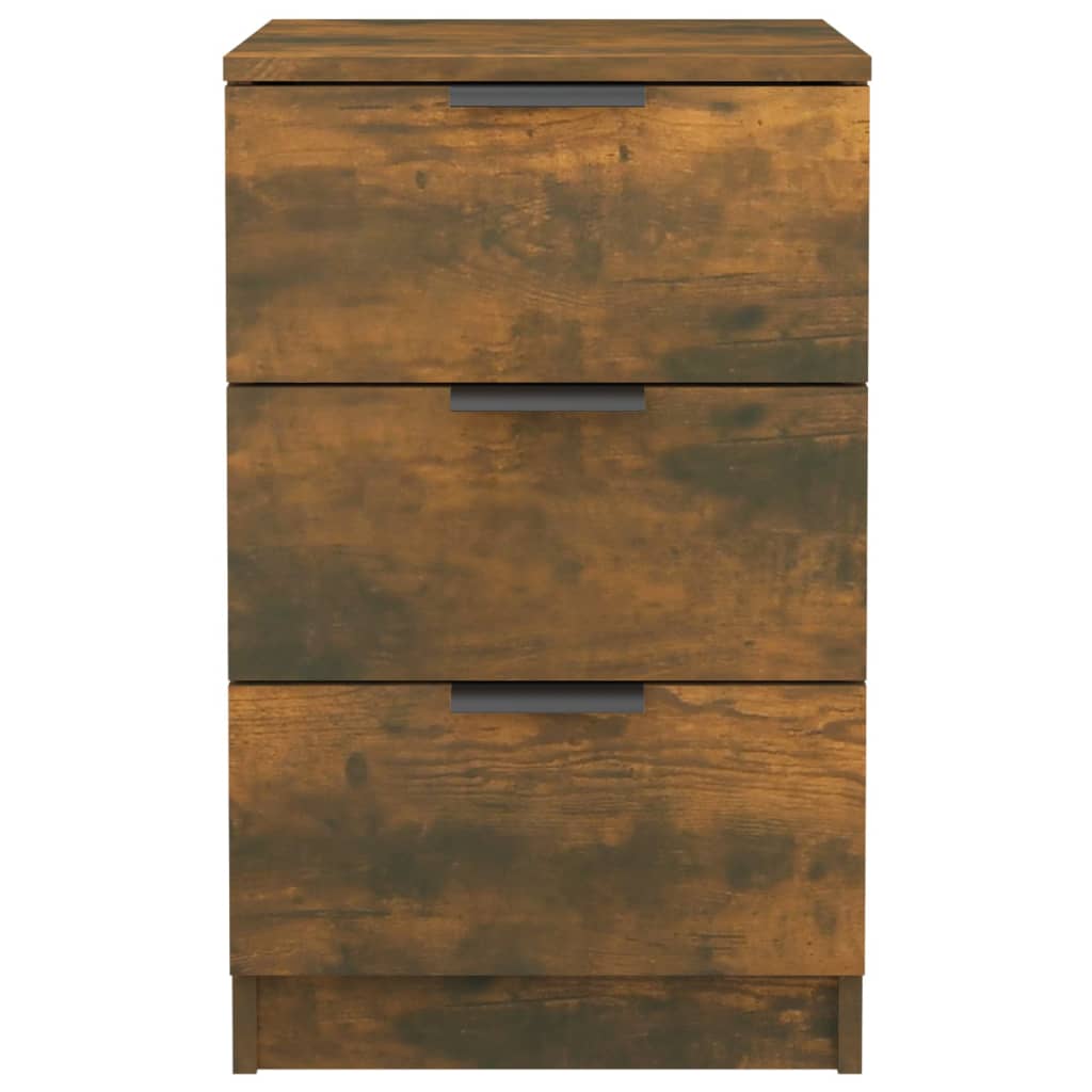 Smoked Oak Bedside Cabinet - 40x36x65 cm Modern Nightstand