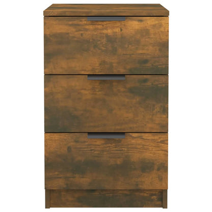 Smoked Oak Bedside Cabinet - 40x36x65 cm Modern Nightstand