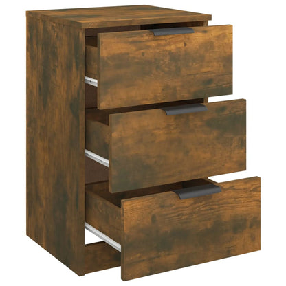 Smoked Oak Bedside Cabinet - 40x36x65 cm Modern Nightstand