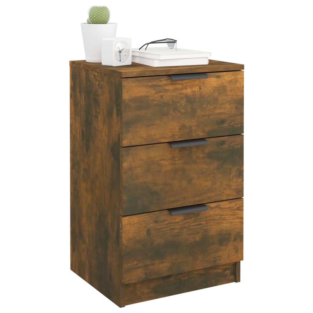 Set of 2 Smoked Oak Bedside Cabinets, 40x36x65 cm