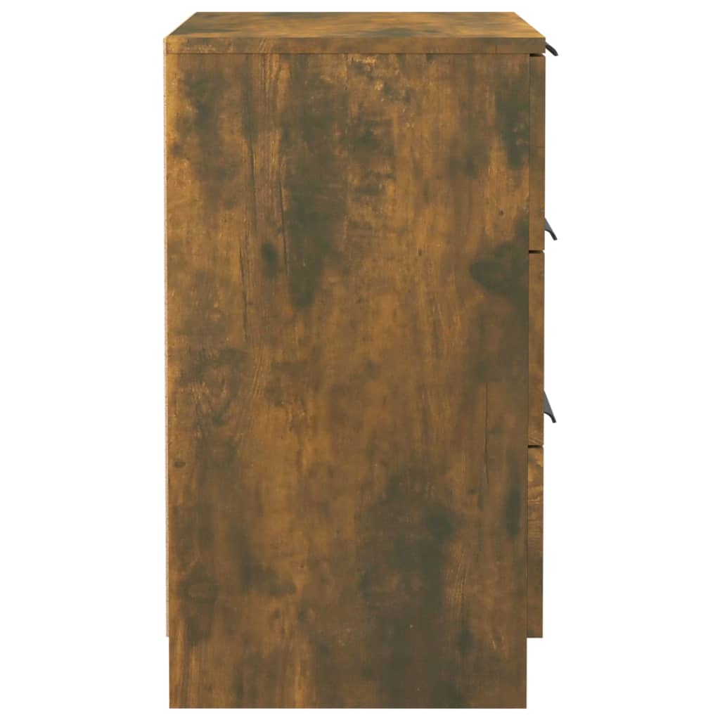 Set of 2 Smoked Oak Bedside Cabinets, 40x36x65 cm