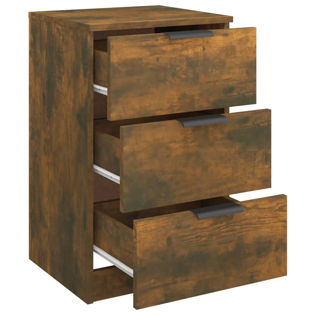 Set of 2 Smoked Oak Bedside Cabinets, 40x36x65 cm
