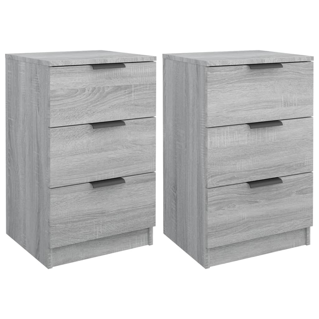 Grey Sonoma Bedside Cabinets Set of 2 - 40x36x65 cm