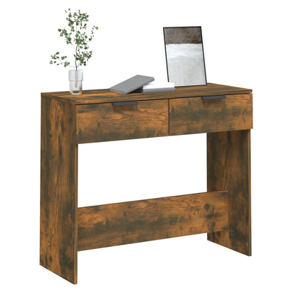 Smoked Oak Engineered Wood Console Table - 90x36x75 cm