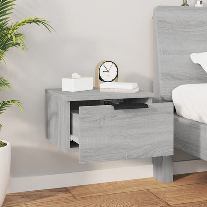 Grey Sonoma Wall-Mounted Bedside Cabinet, 34x30x20 cm - Stylish Storage