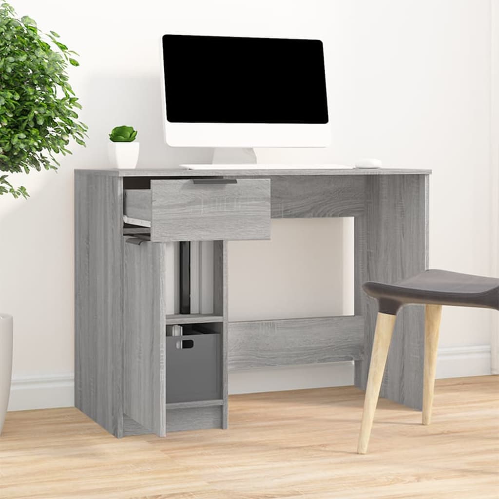 Grey Sonoma Engineered Wood Desk 100x50x75 cm - Stylish & Durable