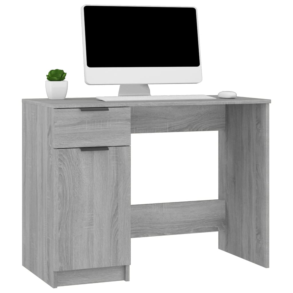 Grey Sonoma Engineered Wood Desk 100x50x75 cm - Stylish & Durable
